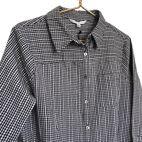 The Nines By Hatch Gingham Black And White Button Up Sz Sm - Picture 2 of 5